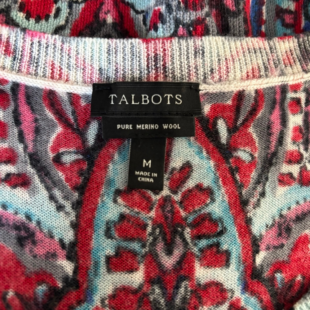 EUC 100% Merino Wool Jewel Tone Paisley Cardigan | Size Med - Picture 7 of 8